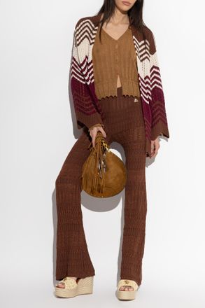 Akep Trousers With Lurex Thread, Womens, Brown