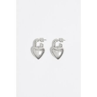 Bimba & Lola Matte Padlock Heart Earrings in Silver at Nordstrom