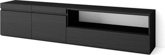 Skraut Home Mueble tv efecto madera negro 200x35x45cm