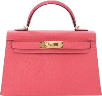 Herm&egrave;s Rose Azelee Mini Chevre Mysore Kelly II Sellier 20
