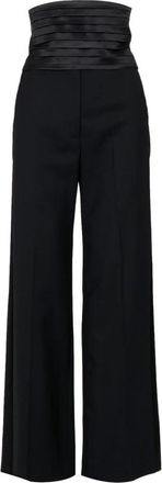 Erika Cavallini Semi Couture Semi-Couture Broeken - Dames - Wijde Broeken - Zwart - S - Wol - Broeken