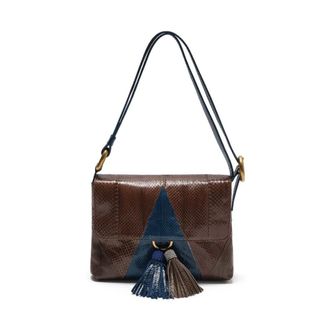Maliparmi Maliparmi - Patchwork Spirit Baguette - Dames - Tassen - Blauw - Maat: ONE Size Katoen