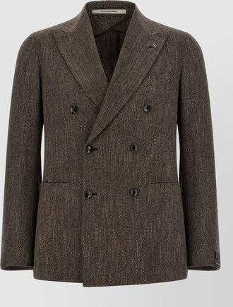Tagliatore virgin wool cotton linen double-breasted blazer