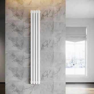 Sonni Sonni - Radiador De Vertical Ovalado Blanco Radiador Centro Conexi&oacute;n Doble Capa 1800x239mm