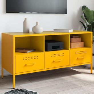 vidaXL Vidaxl - Mueble Para Tv Acero Amarillo Mostaza 100,5x39x50,5 Cm
