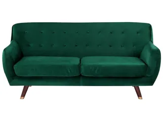 Beliani Beliani - Divano Velluto Verde 3 Posti Schienale Imbottito Con Bottoni Gambe Legno Bodo