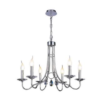 Netlighting Danya Pendant Round 6 Light E14 Polished ChromeCrystal in Grey