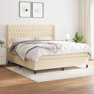 vidaXL Vidaxl - Cama Box Spring Con Colch&oacute;n Tela Color Crema 180x200 Cm