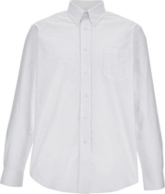Givenchy Overhemden, Heren, Wit, L, Katoen, Overhemd van katoenoxford met Parijs borduursel