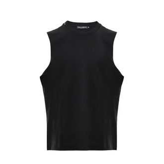 Dolce & Gabbana Sleeveless Tops, male, Black, Size: XS Sleeveless Cotton T-shirt