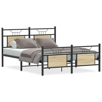 Berkfield Home Bed Frame without Mattress Sonoma Oak 140x190 cm Engineered Wood in Black