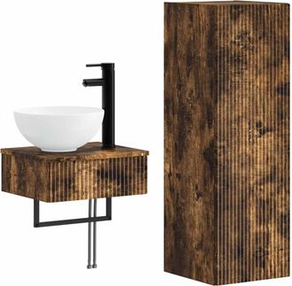vidaXL Juego De Muebles De Ba&ntilde;o 2 Uds. Roble Ahumado Vidaxl