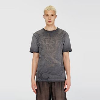 Diesel Jersey T-shirt with embossed graphic - T-Shirts - Man - Grey