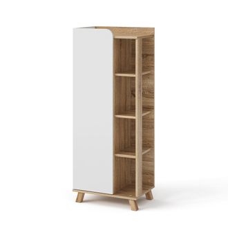 Vicco Armario Mediano Karen, Sonoma/blanco, 50 X 128 Cm Con Puerta Y Compartimentos Abiertos