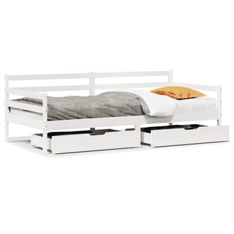 Berkfield Home Daybed with Drawers without Mattress White 90x190 cm Single Solid Wood