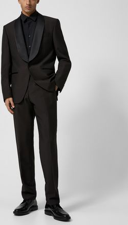 BOSS Mens Shawl collar deep-brown tuxedo suit