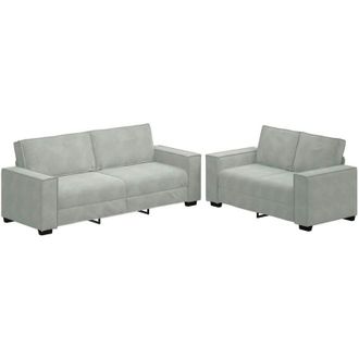 vidaXL vidaXL Set di Divani 2 pz con Cuscini Grigio Chiaro in Velluto