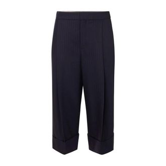 Elisabetta Franchi Broeken, Dames, Blauw, XS, Wol, Pinstripe Broek