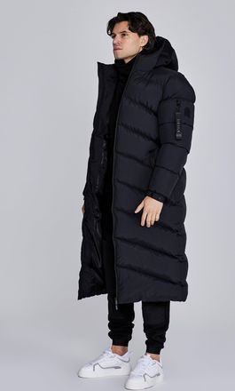 Siksilk Hombres Negro Longline Puffer S