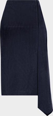 Co Scarf Pleat Suede Midi Skirt