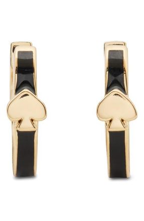 Kate Spade New York everyday spade slim huggie hoop earrings in Black at Nordstrom