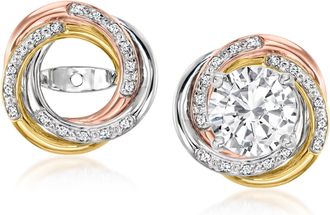Ross-Simons Diamond Swirl Earring Jackets in Tri-Colored Sterling Silver