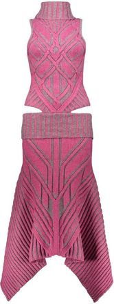 Paolina Russo Kleedjes, Dames, Roze, S, Wol, Warrior Cut Out Dress