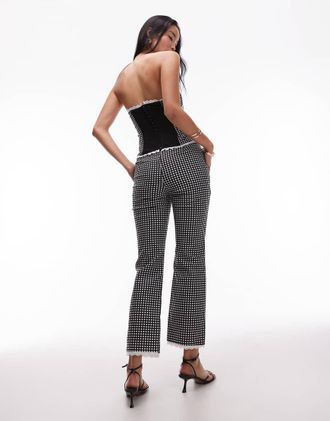 WeWoreWhat Pantaloni dritti taglio corto neri a quadretti-Nero