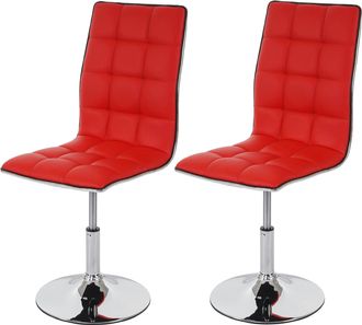Hhg Hhg - Nunca Usado] Juego De 2 Sillas De Comedor 834, Silla De Cocina, Regulable En Altura, Giratoria, Piel Sint&eacute;tica Con Certificaci&oacute;n Mvg, Rojo
