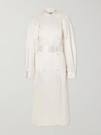 Toteme Trench Doppiopetto In Raso Drappeggiato - Bianco sporco