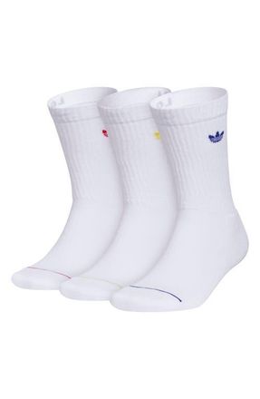 adidas Gender Inclusive Originals Assorted 3-Pack Crew Socks in White/Scarlet/Yellow at Nordstrom, Size Large