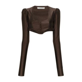 Philosophy di Lorenzo Serafini Blouses, female, Brown, Size: S Crop Top