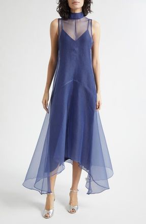 Staud Auden Sleeveless Chiffon Gown in Navy at Nordstrom, Size X-Small