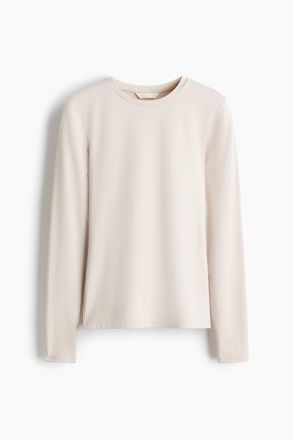 H&M Langarmshirt aus Mikrofaser - Helles Greige