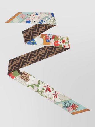 Fendi silk foulard reversible graphic pattern