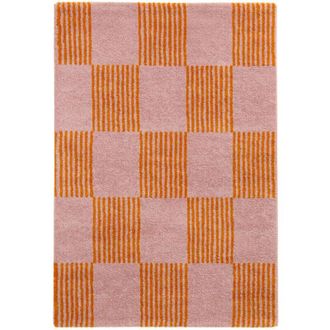 Sweeek Interior checkered rug orange and pink, Fergew, 160x120 cm