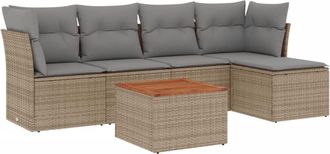 vidaXL Vidaxl - Juego De Sof&aacute;s Jard&iacute;n Con Cojines Beige Mezcla 6 Pzas Rat&aacute;n Pe