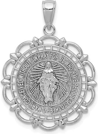 Diamond2Deal 14k Gold Polished Miraculous Medal With Scallop Frame Pendant