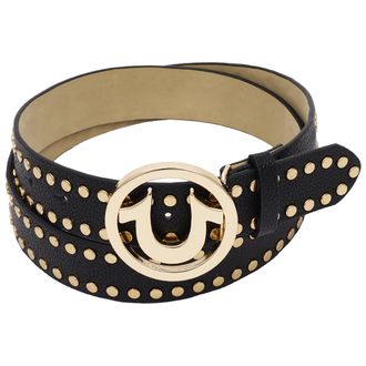 True Religion Studded Horseshoe Logo Belt Black Medium