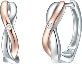 Lulu & Jane Womens Earrings Sterling Silver - Silver & Rose Gold - One Size
