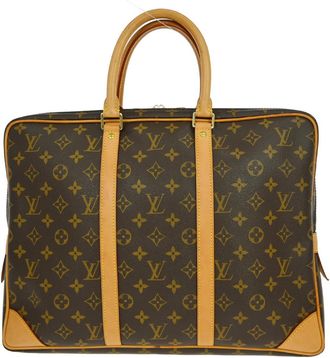 Louis Vuitton Porte-Documents Voyage Monogram Brown Canvas Briefcase Bag (Pre-Owned)