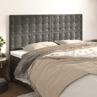 vidaXL Vidaxl - Cabeceros 4 Unidades De Terciopelo Gris Oscuro 90x5x78/88 Cm