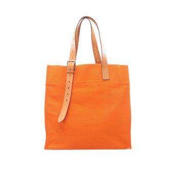 Herm&egrave;s Brown Orange Leather Handbag Tote Bag (Pre-Owned)