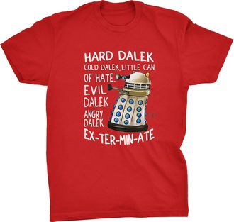 Generic Hard Dalek Cold Dalek Little Can of Hate Evil Dalek Angry Dalek Exterminate T-Shirt (RED, XL)
