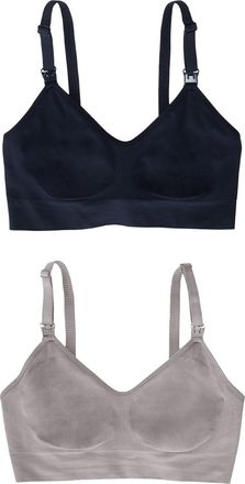 Ingrid & Isabel Seamless Nursing + Pumping Bra 2-Pack Bundle in Black/ash at Nordstrom, Size X-Large
