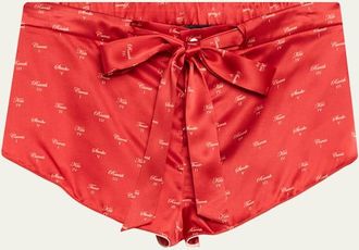 Kiki De Montparnasse Kiss-Print Silk Lounge Shorts