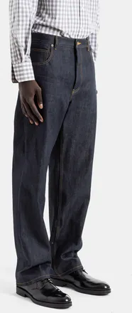 Thom Browne Mens Japanese Raw Indigo Selvedge Denim Straight Cut Button Fly Jeans Blue