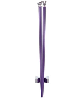 Shanghai Tang Chinese Zodiac rabbit chopsticks - unisex - Wood/Brass - OS - Purple