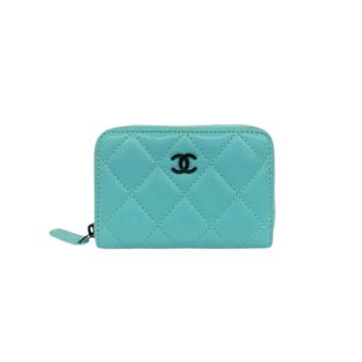 Chanel Pre-owned Wallets, female, Blue, Size: ONE SIZE Pre-owned Classic Matelasse Lambskin Coin Case