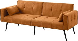 Urban Meuble Sof&aacute; cama de tres plazas en tela color camel con patas negras